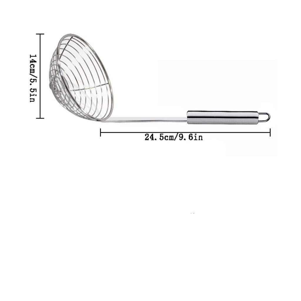 Tamiz, colador, Filtro de Malla de Acero Inoxidable para cocinar y freír Pasta en la Cocina, colador Potente, utensilio para freír, Espumadera Profesional (Plata)