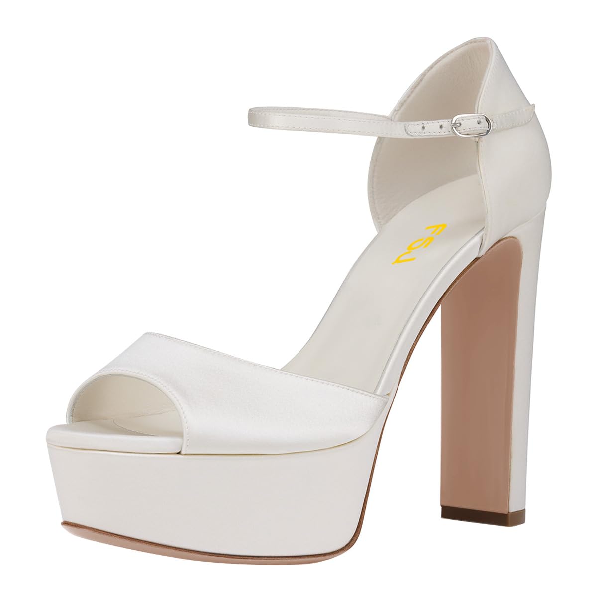 FSJ Women Classic Platform Chunky High Heels Ankle Strap Comfy Open Toe Block Heeled Sandals Wedding Party Summer Dress Shoes Size 4-16 US