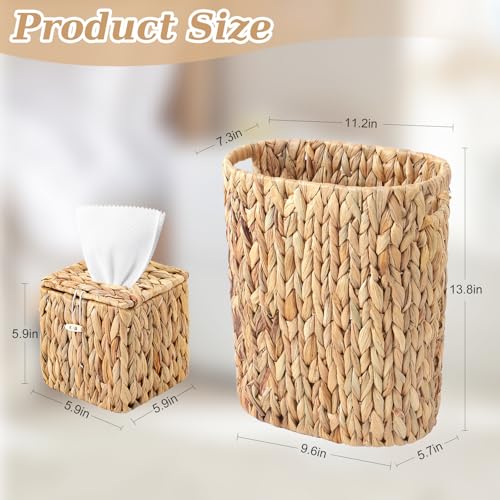 Caneca de basura y caja de pañuelos de ratán 15 litros miniatura 2