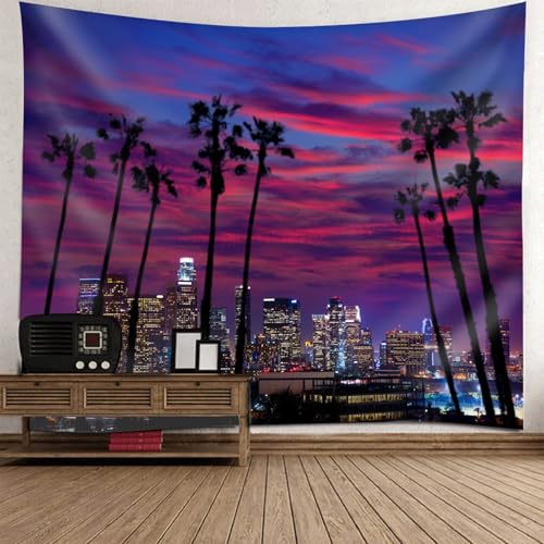 Tapisserie paysage de ville nuit XXL 350x256CM decoration murale salon