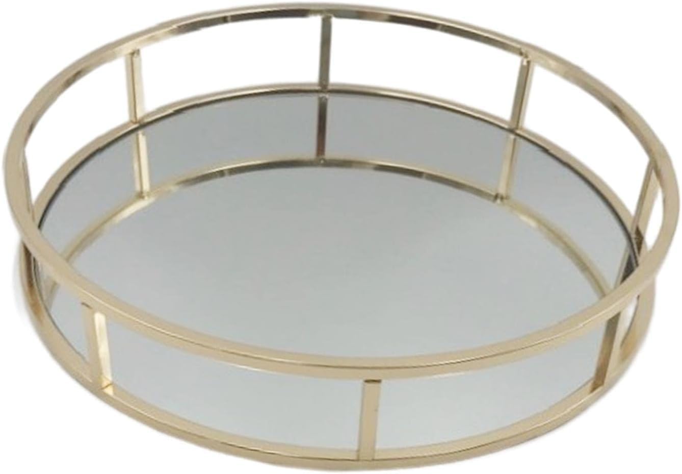 Modern Round Mirrored Decorative Tray, Multipurpose Mirror Vanity Tray for Entryway, Bathroom, Dresser and Living Room Coffee Table