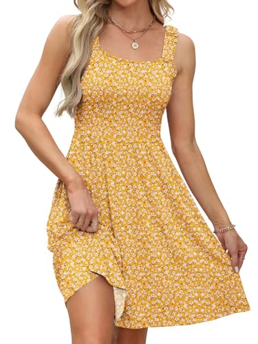 Image of QACOHU Summer Dresses for Women 2026 Sleeveless Square Neck Sundress with Pockets Casual Tank Beach Floral Boho Maxi Dress