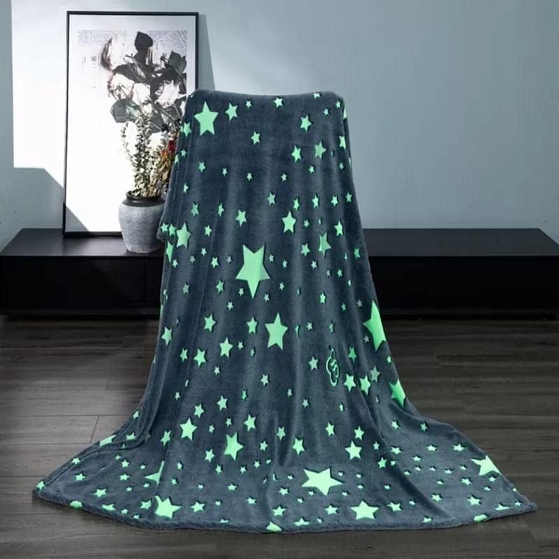 W2S Glow in The Dark Blanket for Kids, Light Weight Soft Cozy All Weather Blankets for 1-10 Years Old Toddlers, Baby. Size : 120CM X 180CM (Blanket-Star)