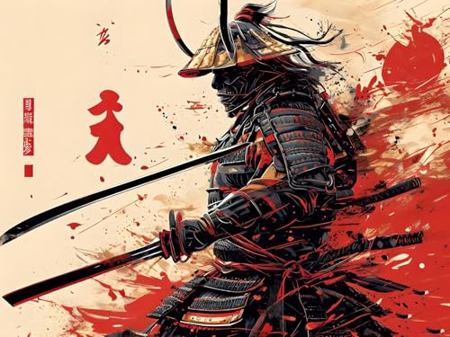 Shozhoo Pintura por Numeros, Japón Samurai Pintar por Numeros Nniños Kit con Lienzo sin Arrugas, Pinceles y Pintura Acrílica, Manualidades Adultos Cuadros para Pintar por Numeros 30x40cm s-4658