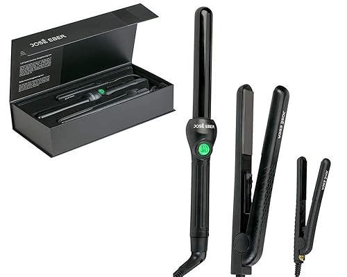 Jose Eber Set de regalo 125 Hierro de cerámica Black Flat Plancha para el pelo 25mm color negro Curling Iron regalo de tamaño de viaje Petite
