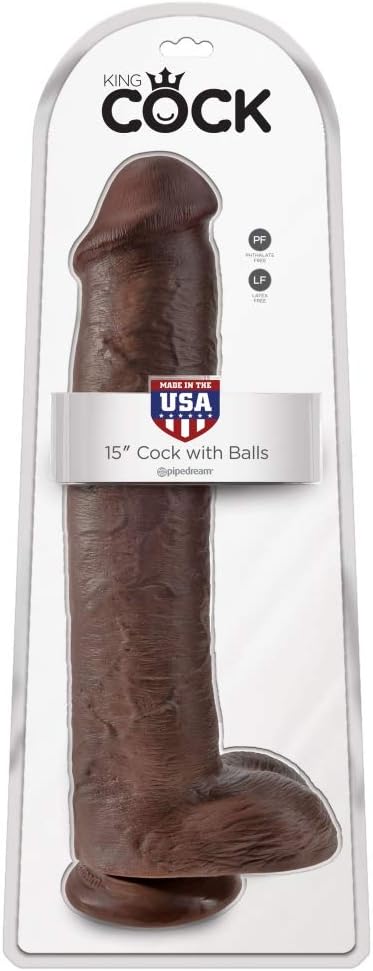 Pipedream Products King Cock 15 Inch Cock with Balls, Brown