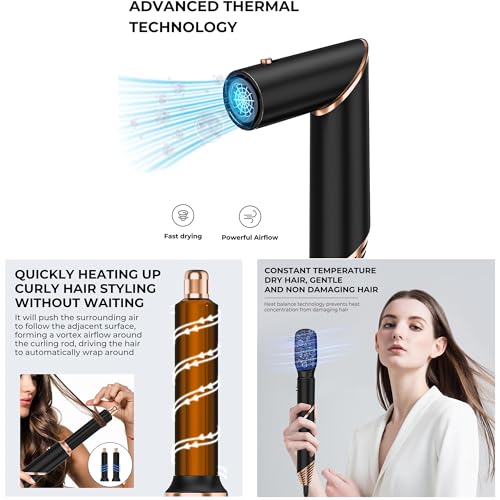 Pro 5 in 1 Hair Styler, Air Styler Hair Dryer Brush Set, Magic Styler with 32mm Auto Air Curling Iron | 1000w Blow Dryer, for Voluming, Drying, Straightening and Curling | 3 Temps Setting (50°-105℃) - Image 5