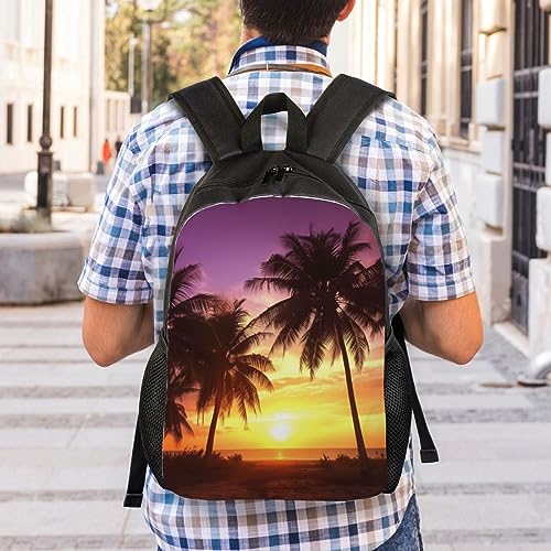 Mochila impermeable con estampado de palmeras negra miniatura 7