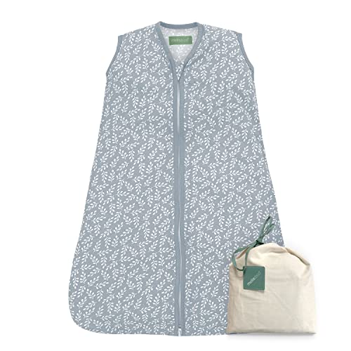 molis&co. Babyslaapzak. 0,5 TOG. Maat: 70 cm (0 - 6 maanden). Ideaal voor de zomer. Blue Garden. 100% goedkoop katoen (GOTS).