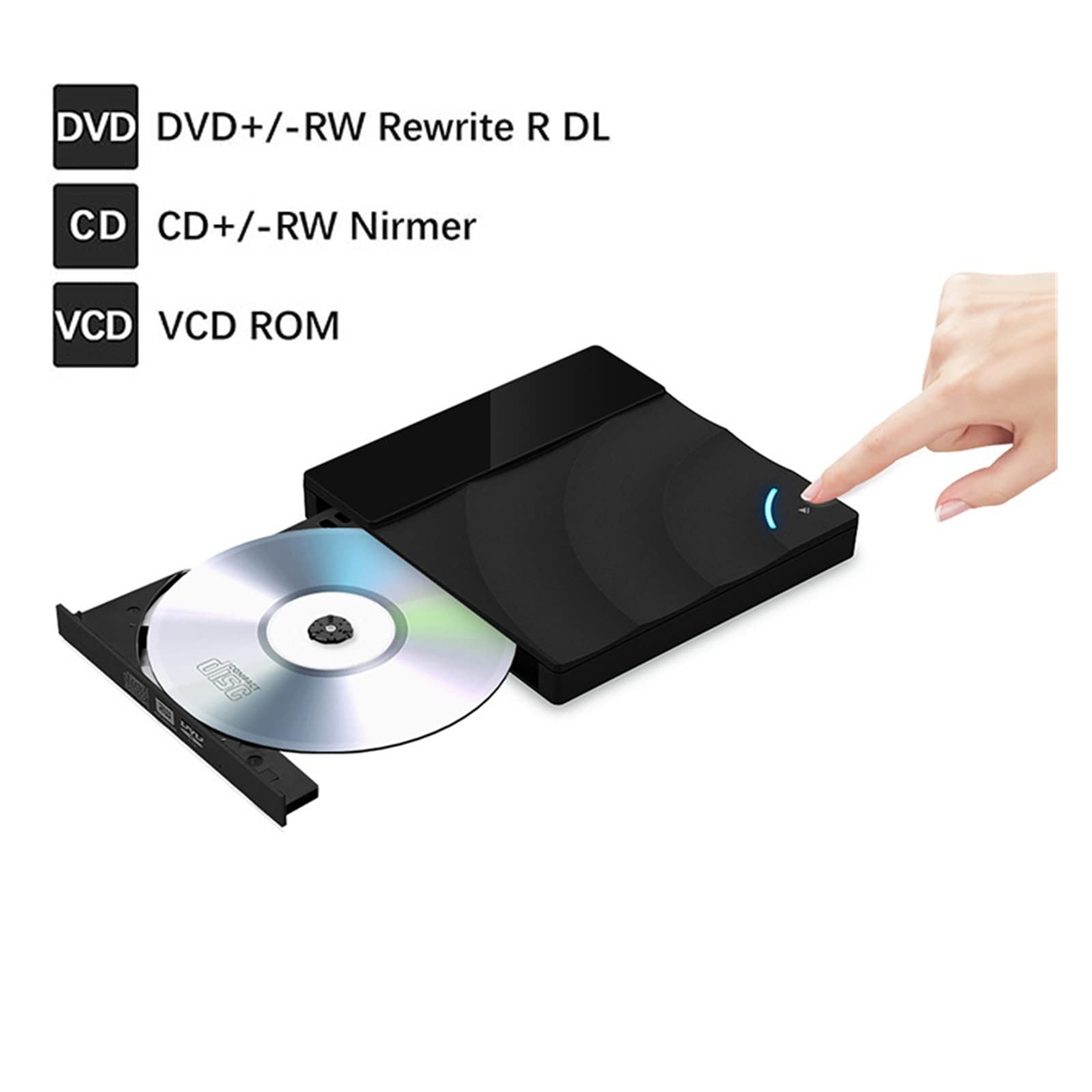 Portatile ad alta velocità USB 3.0 CD DVD-RW Unità ottica Lettore di dischi Slim esterno Desktop PC Laptop Tablet Promozione Lettore DVD(Oranje)