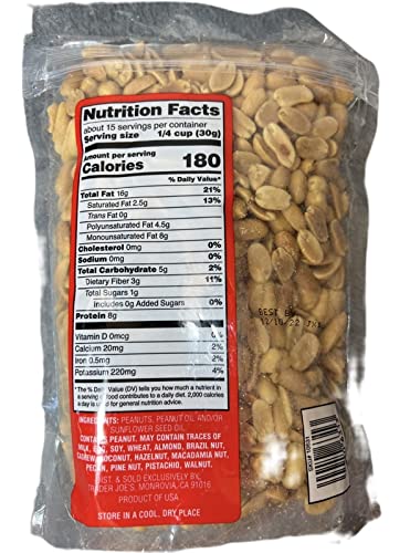 Trader Joe's Roasted & Unsalted Peanuts (Pack of 2)- 2 lbs total, kosher