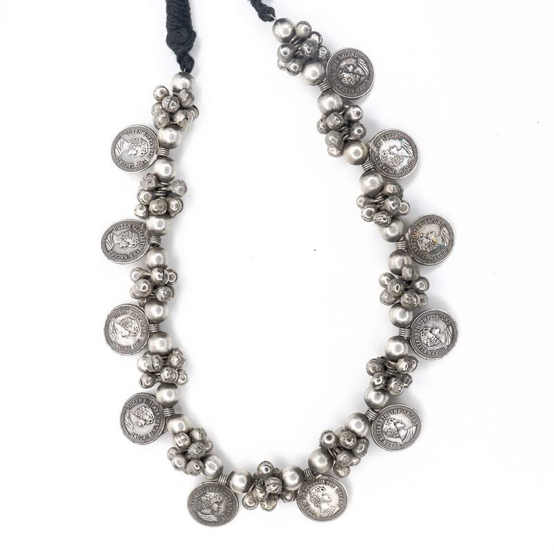 The Beta Girl Coin Silver Look Alike Oxidised Necklace (Free Size) (B0BYZ796FD) Amazon Price History, Amazon Price Tracker