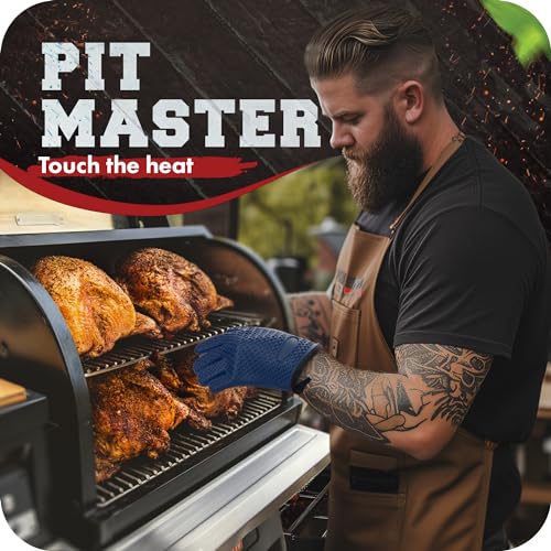 Image of KITCHEN PERFECTION Silicone Smoker Oven Gloves -Extreme Heat Resistant BBQ Gloves -Handle Hot Food Right on Your Smoker Grill Fryer Pit|Waterproof Oven Mitts Grill Gloves |Superior Value Set+3 Bonuses