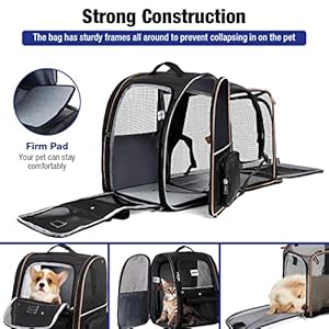   Lekebobor-Large-Cat-Backpack-Carrier-Expandable-Pet-Carrier-Backpack-for-Small-Dogs-Medium-Cats-Fit-Up-to-18-Lbs-Dog-Backpack-Carrier-Foldable-Puppy-Backpack-Carrier-for-TravelQuilted-Black