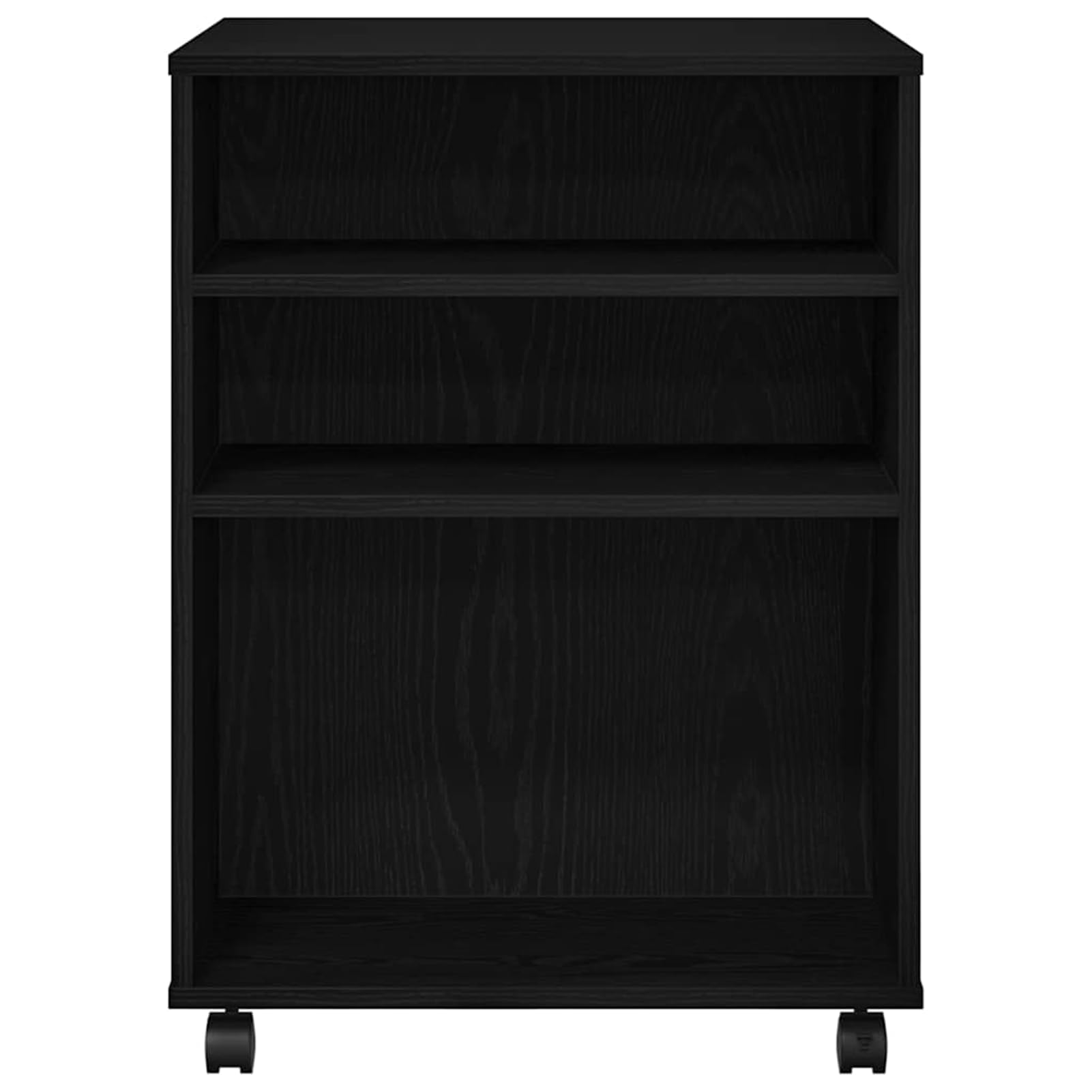 Aufbewahrungsschrank mit Rollen Schwarz Eichen-Optik Holzwerkstoff 60 x 53 x 72,5 cm 2 Fächer für Büroorganisation