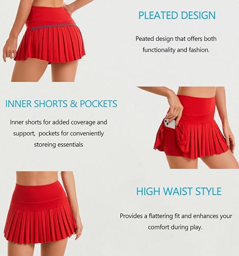 Yknktstc Women Tennis Skirt with Pocket Pleated Golf Skort Active Workout Running Athletic Shorts4