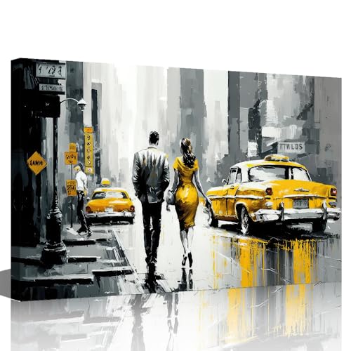 TISHIRON Street View of New York – Impressions d'art mural encadrées pour salon, chambre d'enfant, chambre à coucher, 45,7 x 30,5 cm