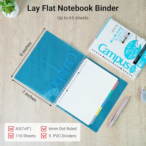 Carnet à spirales rechargeable avec 5 intercalaires et papier à pois