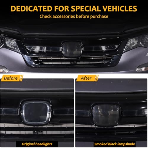 Image of Front and Rear Emblem Cover Trim Compatible with 2015-2022 Honda Pilot Front Emblem Cover Rear Tailgate Emblem Cover Smoked Logo Cover