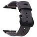 EACHE Geniune Leather Watch Band 42mm Grey Crazy Horse Calfskin Leather Strap For Apple Watch For Iwatch Series 1,2,3 Black Adapter