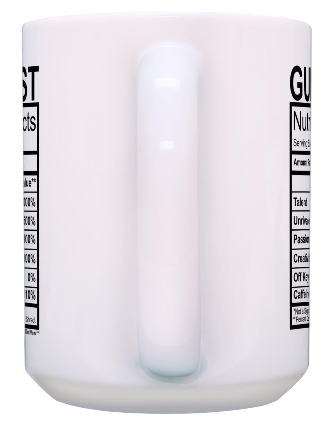 Guitar Mug Guitarist Nutritional Facts 15oz Ceramic Coffee Mug with Handle