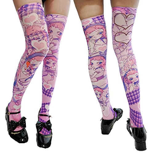 CAT KO Women's Kawaii Thigh High Socks Cute 3D Anime Over the Knee High Stocking for Lolita