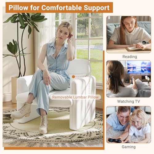 Sillón Chenille Blanco Plegable miniatura 6