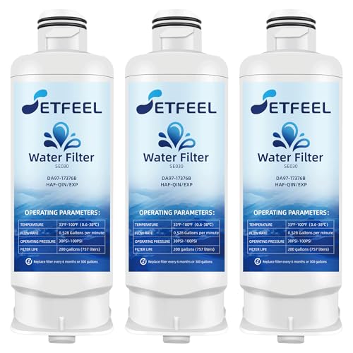 HAF-QIN Refrigerator Water Filter for Samsung HAF-QIN/EXP Carbon Block Filtration DA97-17376B Rs27t5200sr hafqin Rs22t5201sr Rf27t5241sr Rf29a9671sr Bespoke Water Filter 3 PacK SETFEEL