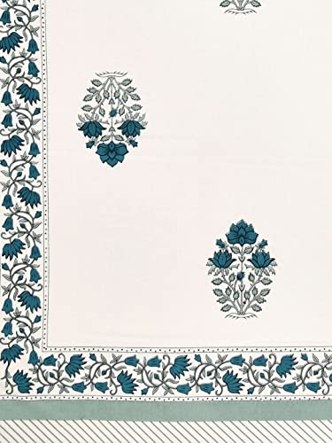 Image of LIVING ROOTS Jaipuri Hand Block Print Queen Cotton Bedsheet 86 * 96 Inches (7.1 * 8 Feet) with 2 Pillow Cover | 140 TC | Rich Fast Colour with No Colour Bleeding (202-A)