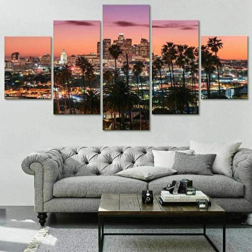 Impression sur toile 5 parties Los Angeles pour salon chic
