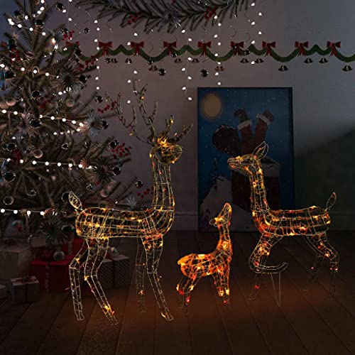 YLIEHS Acrylic Reindeer Family Christmas Decoration with 300 LED Colorful Lights, 8 Lighting Modes, Indoor and Outdoor Use