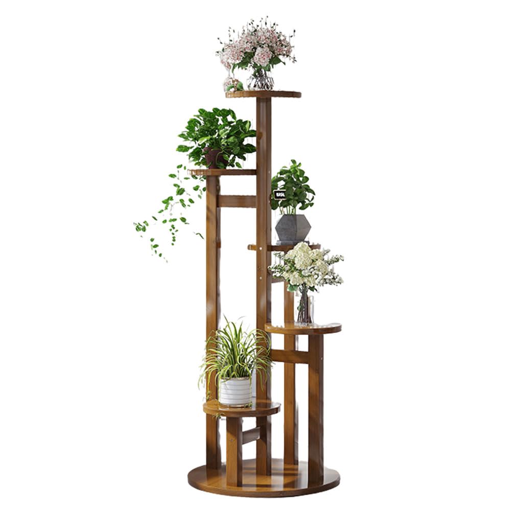 SnamicE Plant Stand Indoor 5 Tier Plant Shelf Outdoor Flower Pot Stand Corner Flower Rack Tiered Plant Display Rack,A-Brown