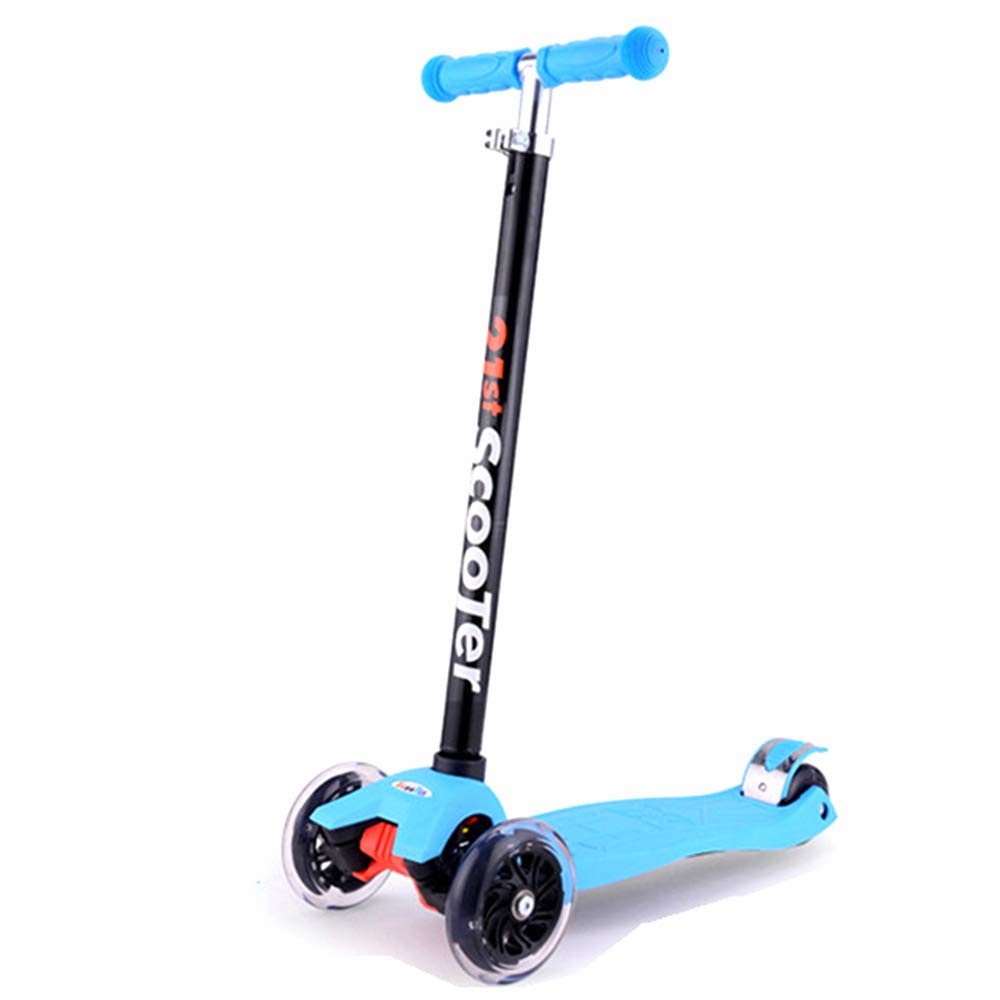 COOLBABY Kids Scooter 3 Wheel 4 Mini Adjustable Kick with LED Light Up Wheels(Style:BL)