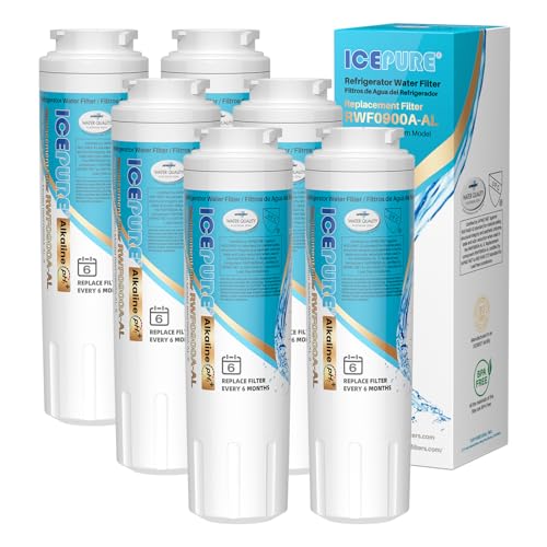 Image of ICEPURE Alkaline UKF8001 Refrigerator Water Filter Replacement for Whirlpool EDR4RXD1, EveryDrop Filter 4, Maytag UKF8001, 4396395, UKF8001P, UKF8001AXX, RFC0900A, UKF8001AXX-200, Enhances PH, 6 Pack