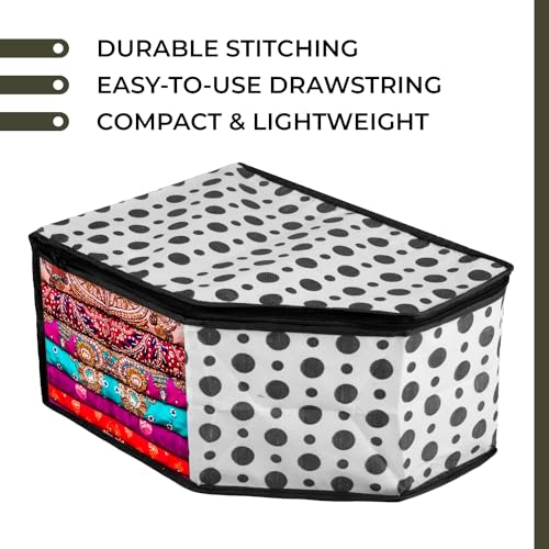 Image of Urbane Home Blouse Cover | Clothes Storage Bag | Zipper Wardrobe Organizers | Non-Woven Clothes Organiser | Side Transparent Blouse Organizer | Dot-Design | Pack of 6 | Black