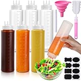 LemonRoad 6 Pcs 3 Hole Squeeze Bottles for Sauces Plastic Condiment Squeeze Bottles Tomato Sauce Ketchup Dispensers Salad Dressing Container Squirt for Oil BBQ Paint Pancake Craft(22 Oz/ 650 ml)