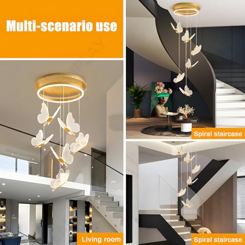 Lustre LED doré moderne à 6 suspensions papillon à intensité variable