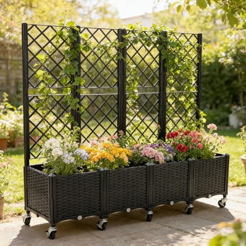 Cama de jardín con enrejado para cultivar verduras en balcones y terrazas 2
