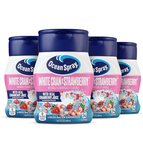 Ocean Spray Liquid Water Enhancer, White Cran-Strawberry, Zero Sugar with Real Cranberry Juice (4 Bottles, Makes 96 Flavored Water Drinks)