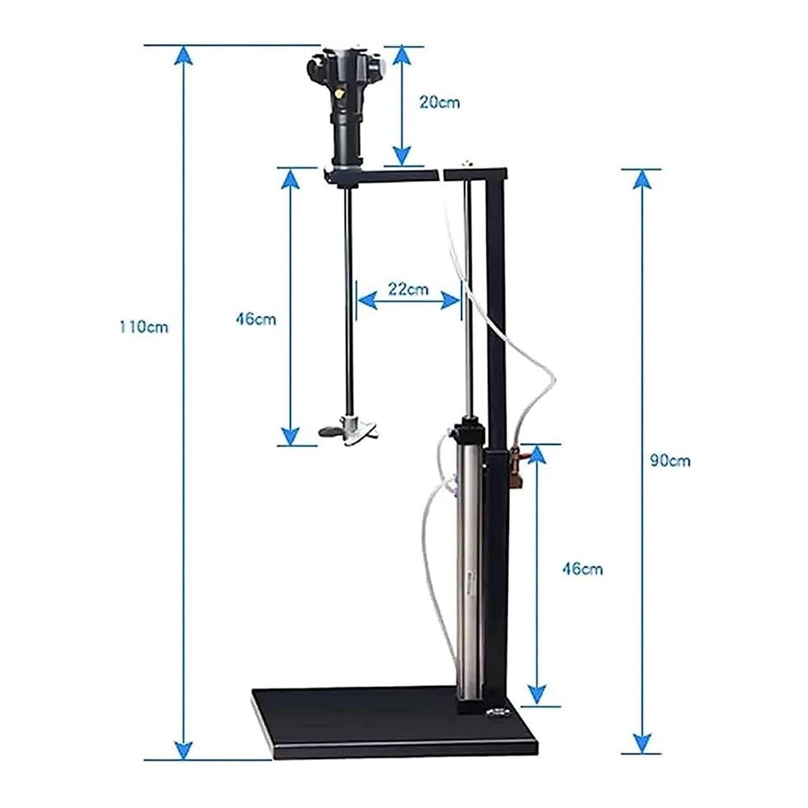 Agitador de aire con soporte for máquina agitadora de pintura, agitador neumático for mezclador de pintura, mezclador neumático de 5 gal/20 l, mesa vertical de acero inoxidable