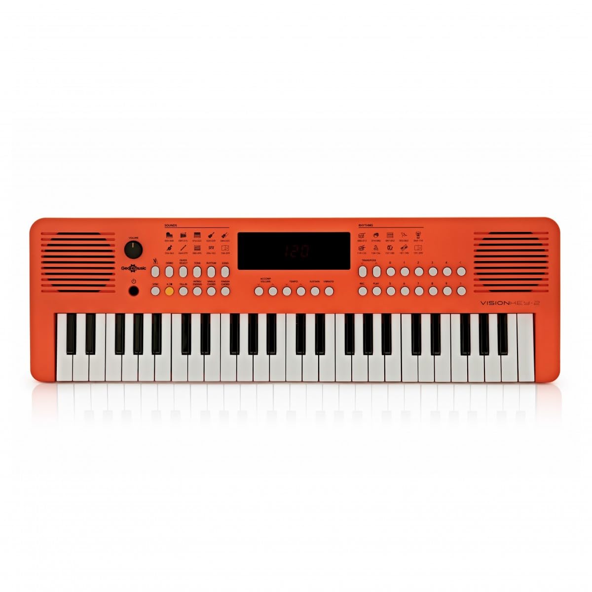 Clavier MIDI portable 49 touches - Mini clavier électrique de Piano, Orange | Pour Débutants et Passionnés de Musique, 49 Mini Touches, 300 Sons et Rythmes, MIDI USB, Sortie Casque, Piles ou USB