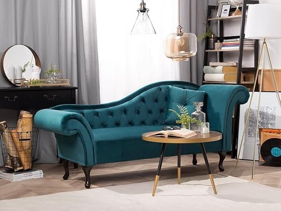 Image of Velvet Modern Chesterfield Chaise Lounge Couch 188 X 61 X 76 for Your Loving Space, (Coffe Brown, Standard)