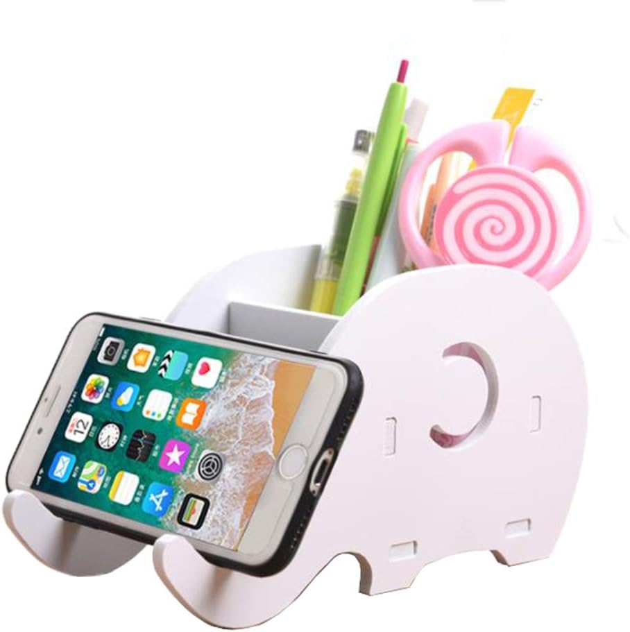 えみり ペン立て ペンスタンド ゾウ型 スマホホルダー 卓上収納 小物入れ スタンド 文具 オフィス