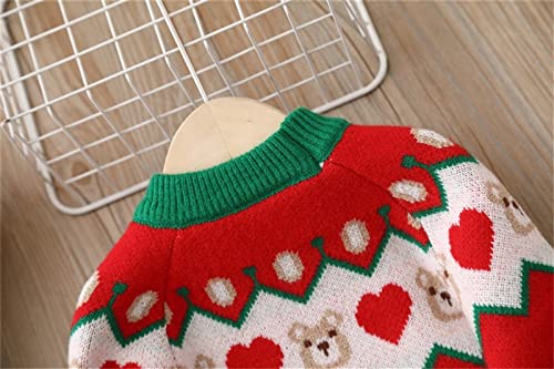 Baby Girl Cute Sweater Winter Long Sleeve Christmas Bear Knitted Crewneck Sweater Toddler Kids Boy Hooded Coat School4
