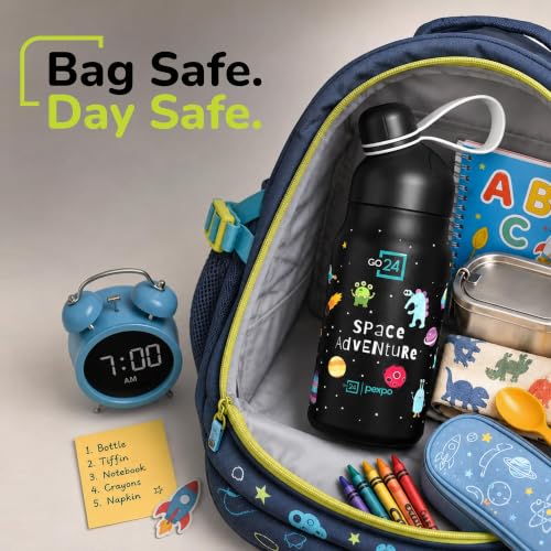 Image of Stainless Steel Water Bottle for School Kids Piano Black - Space