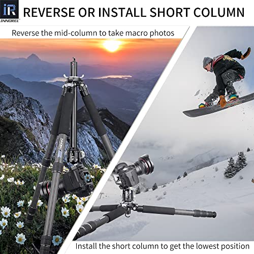 Image of Innorel Carbon Fiber Tripod- Gt324C Professional Compact Portable Tripod For Digital Dslr Camera Heavy Duty Camera Stand Support With Special-Shaped Center Column 1.28In 32.5Mm Tube Max Load
