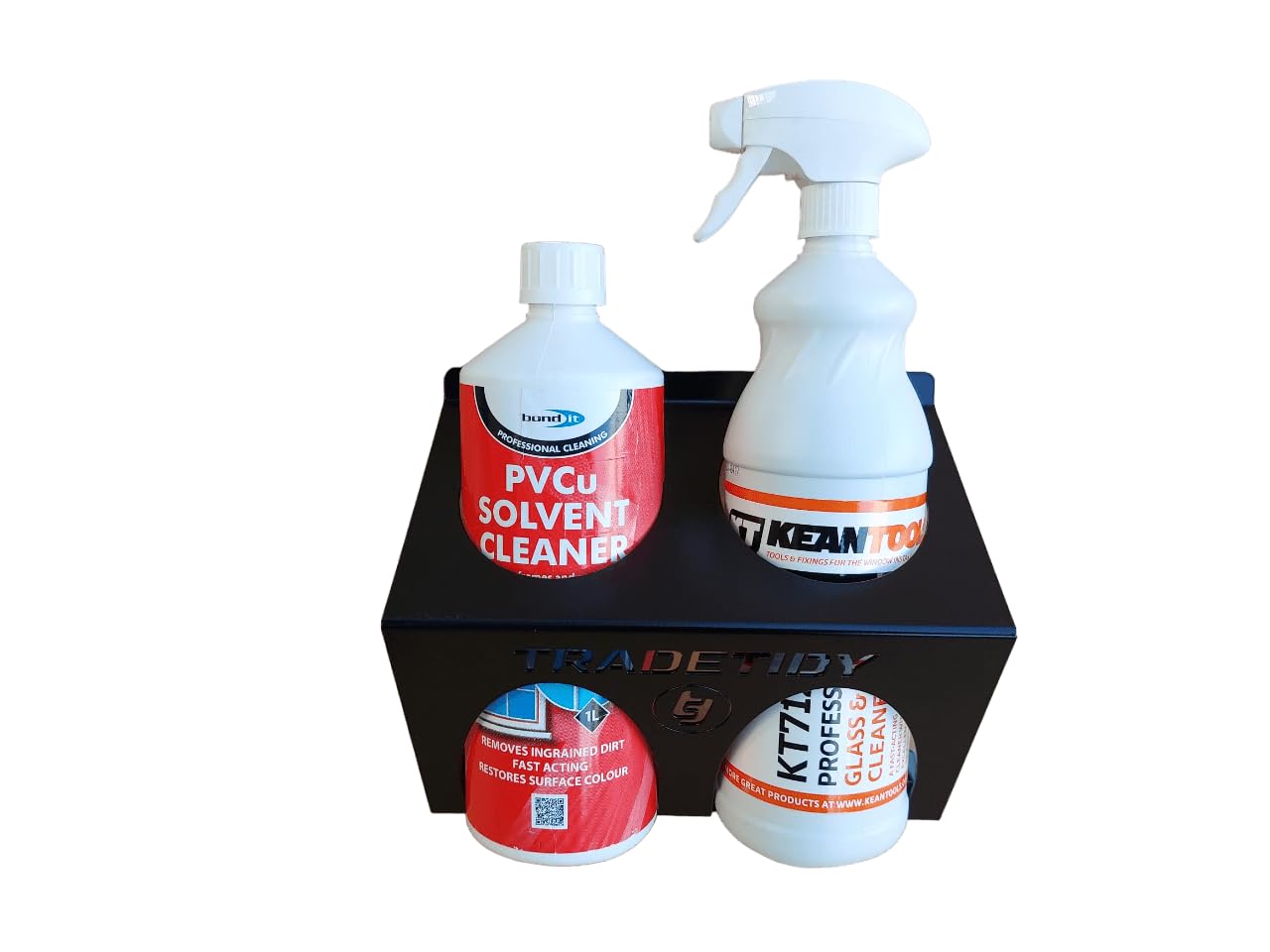 Tradetidy Black Glass/Solvent Pvcu Cleaner Holder - Ideal For Vans, Garages, Workshops - Made From Steel