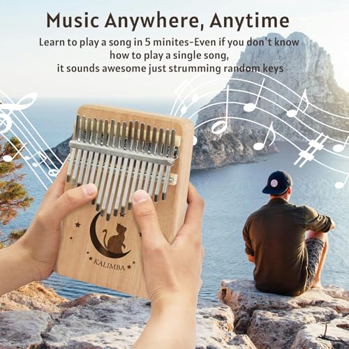 Image of 17 Key Kalimba Thumb Piano, Mbira Instrument,Musical Gift for Kids & Adults