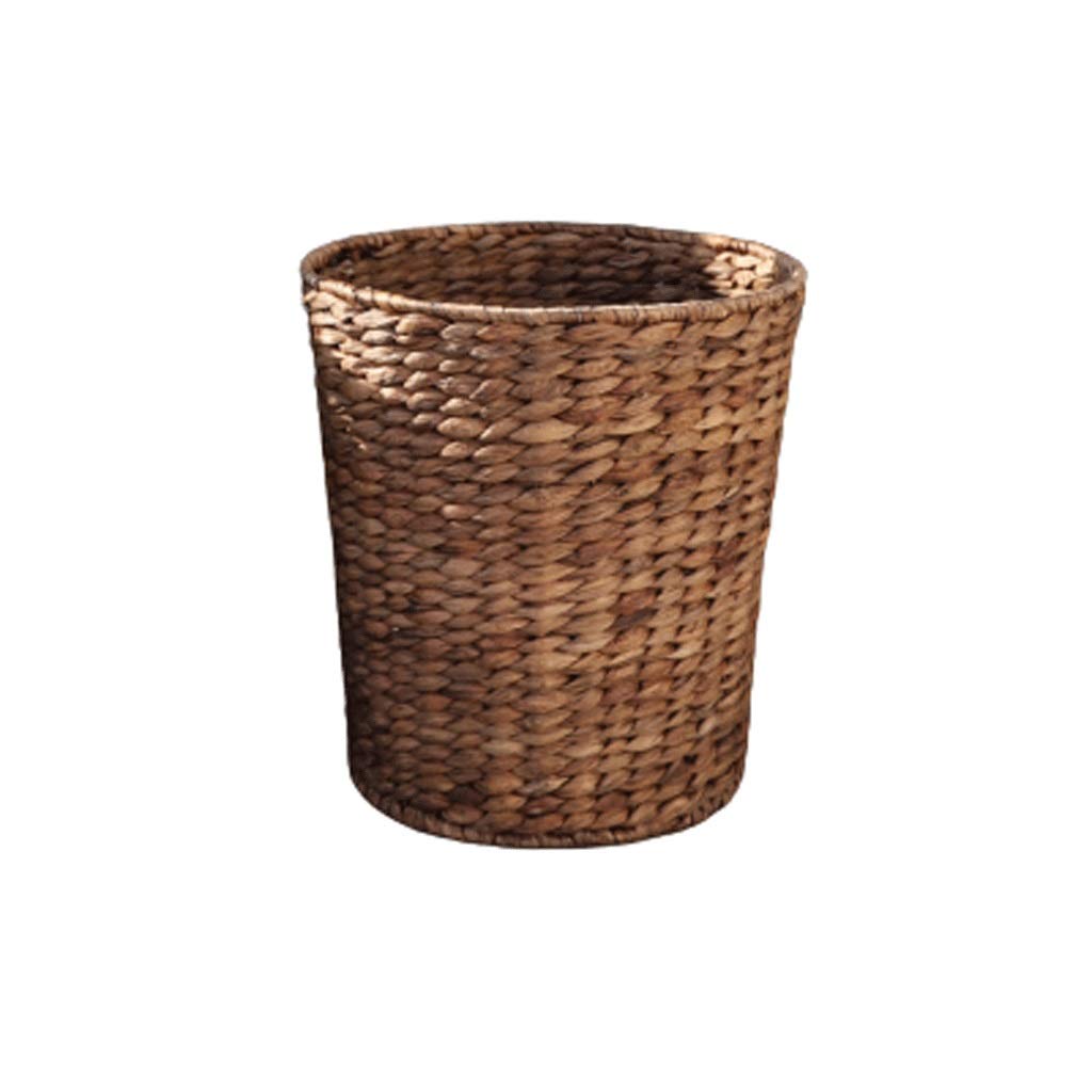 Trash Can Woven Basket Trash Can Garbage Container Bin Waste Recycling for Bathrooms Kitchens Home Offices Waste Basket (Color : Light Brown) (Dark Brown)