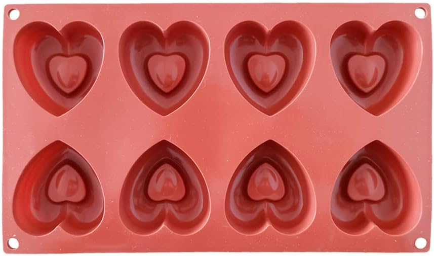 Silicone Donut Molds - 1pcs Non-Stick Food Grade Silicone Cake Desserts Mould Tool 8 Holes Love Heart Shape Mold Doughnut Baking Pans